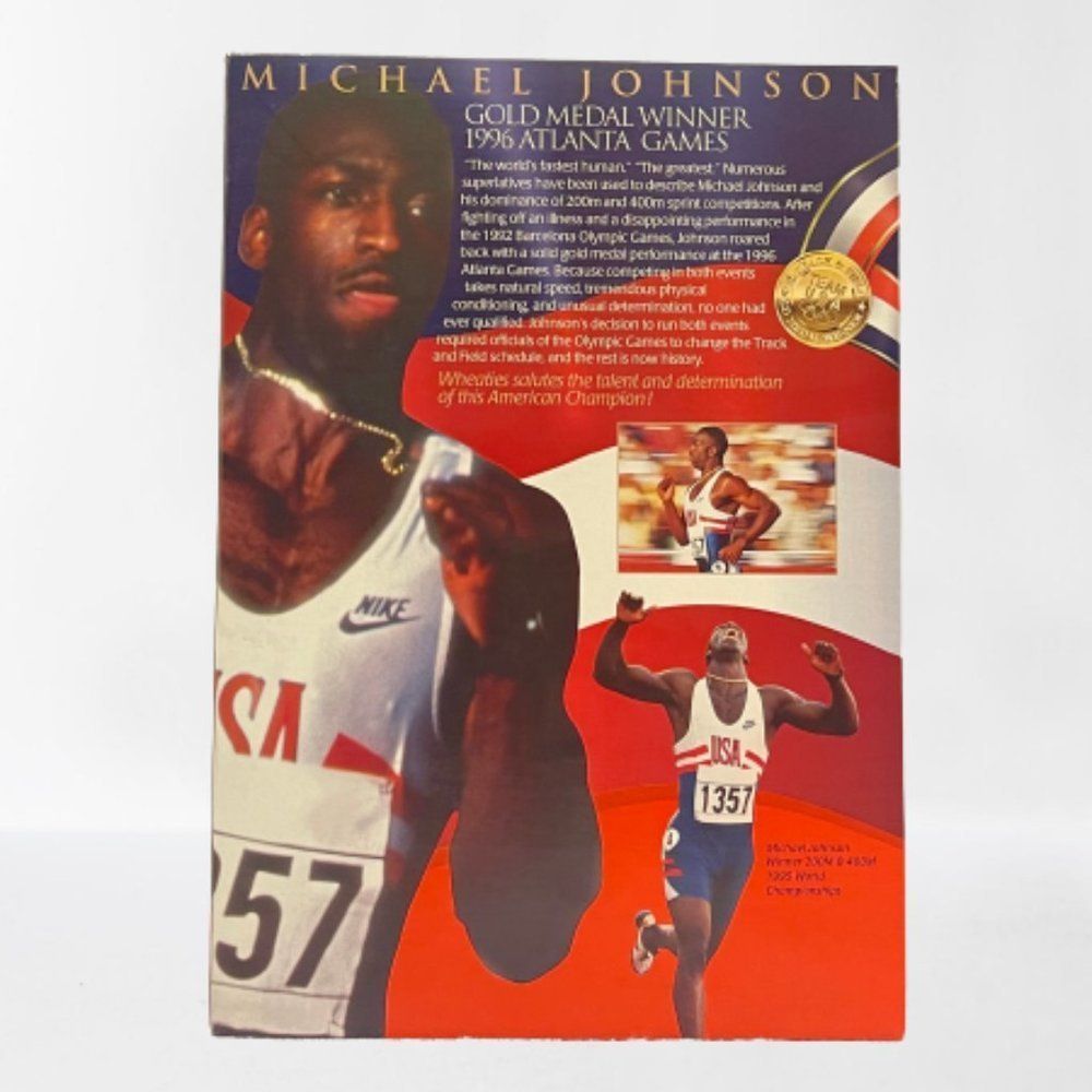 🆕1996 Olympics General Mills Michael Johnson Wheaties Sealed Cereal Box - Picture 2 of 6